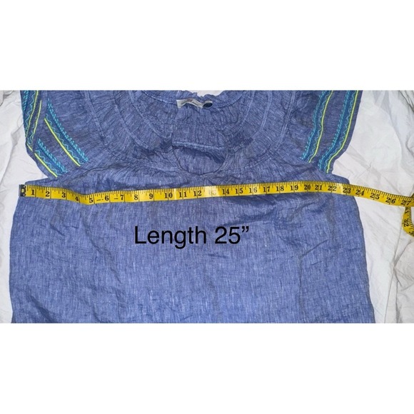 Vineyard Vines 100% linen CROSS DYED EMBROIDERED LINEN TOP IN MARLIN - Picture 7 of 7